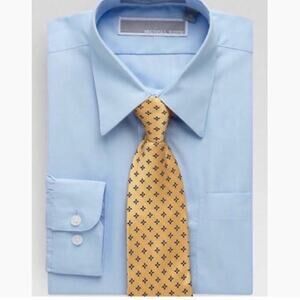 Michael Kors Boys Dress Shirt & Tie Clip Light Blue Long Sleeves Size 20